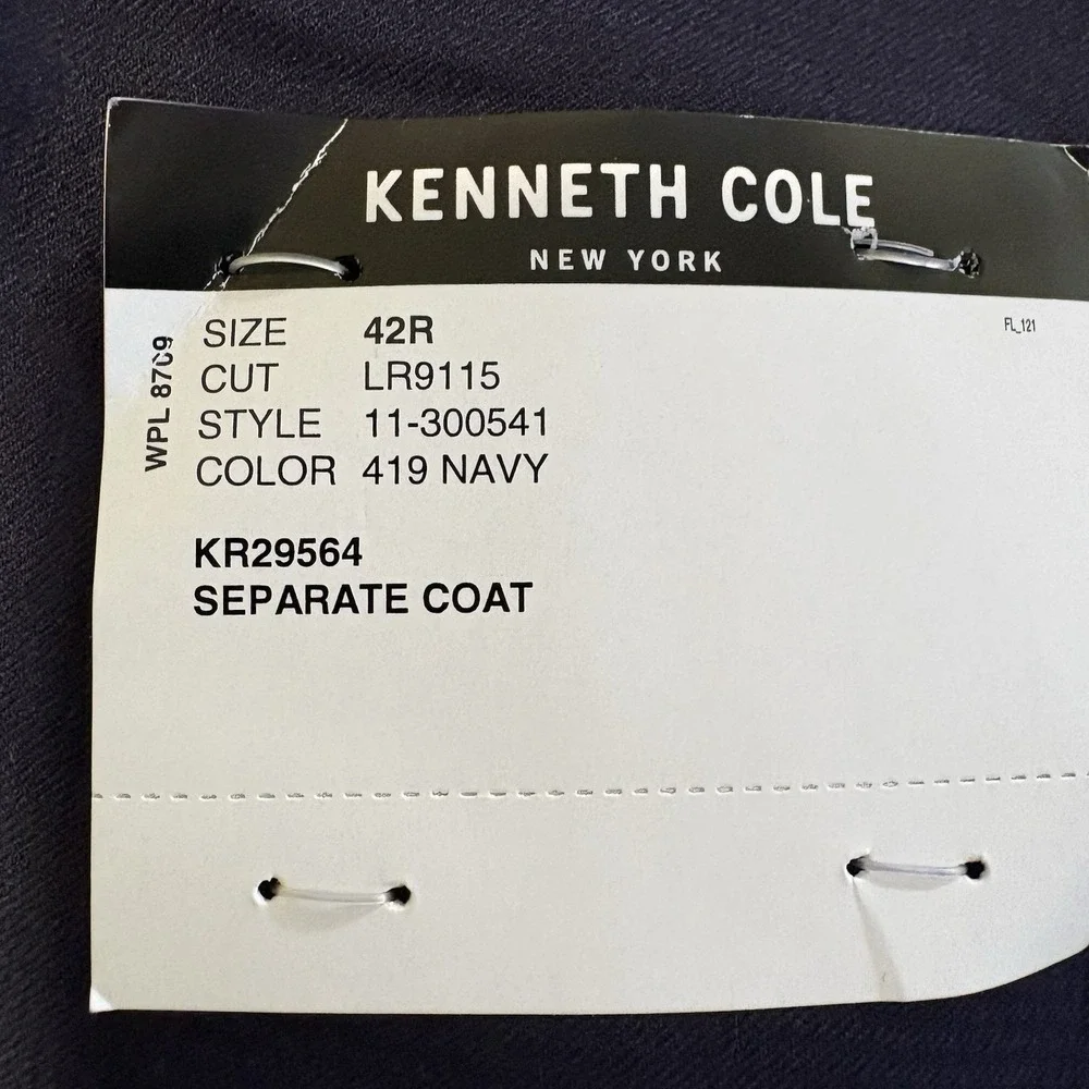 Kenneth Cole Stretch Sport Coat 42R‎ Navy Solid Angled Pockets Blazer 11-300541